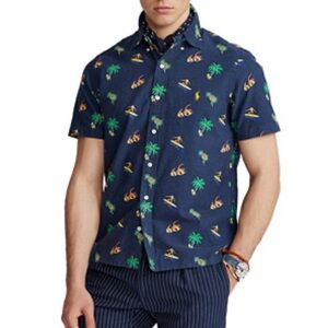 Polo Ralph‎ Lauren Men’s Classic Fit Tropical Surfer Oxford Shirt Short Sleeve L